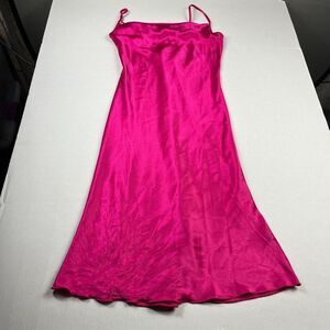 Bebe Y2K Satin Midi Slip Dress Pink Evening Wedding Strappy SMALL Made in USA